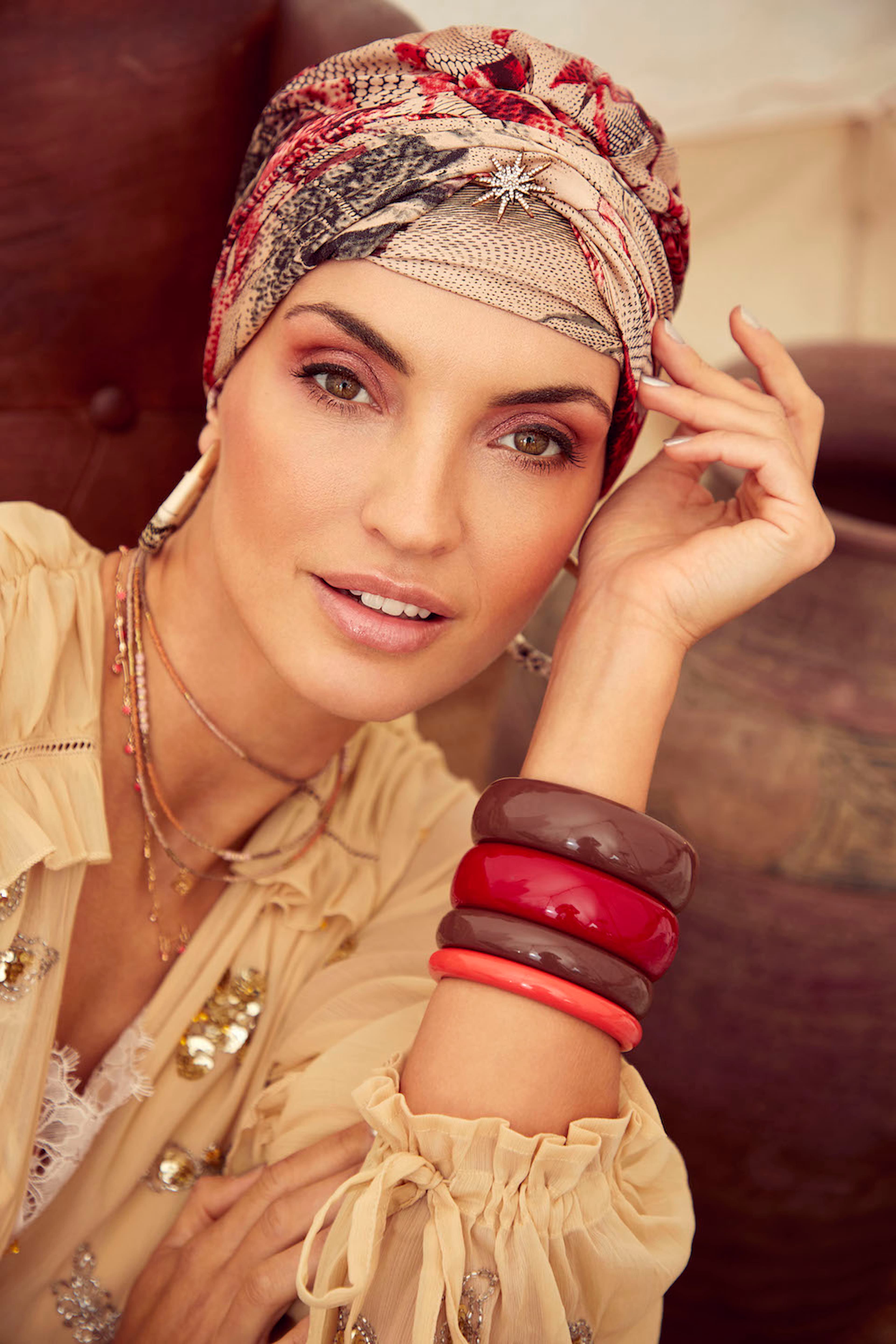 Sapphire Boho Turban - 0784 Flowerpot red