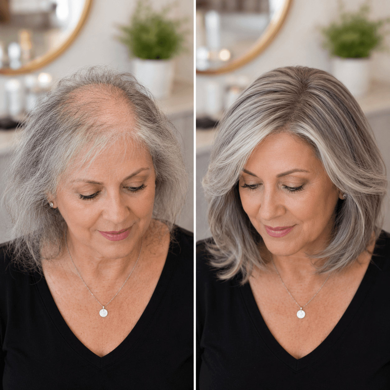 Before and After Silver & Gray Wig Transformation 2